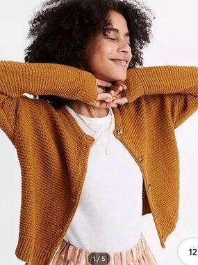 Madewell Deville Cardigan Sweater in Egyptian Gold | Size S | Like New